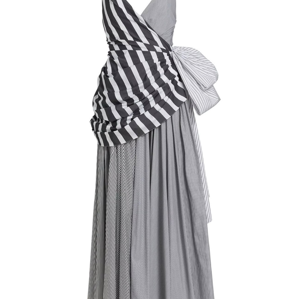 Christopher John Rogers Black and White Asymmetrical Dress